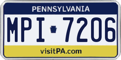 PA license plate MPI7206