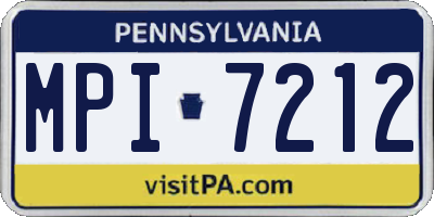 PA license plate MPI7212