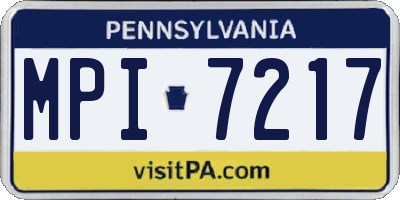 PA license plate MPI7217