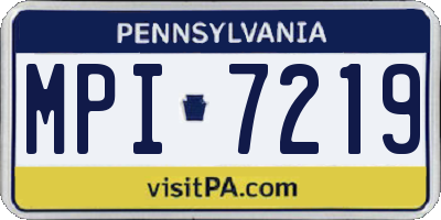 PA license plate MPI7219