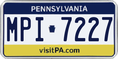 PA license plate MPI7227
