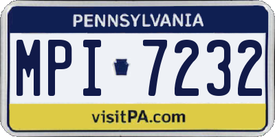 PA license plate MPI7232