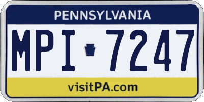 PA license plate MPI7247