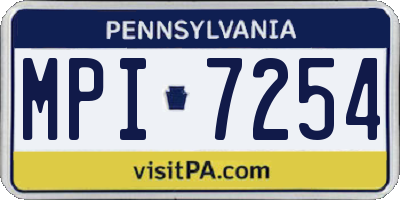 PA license plate MPI7254