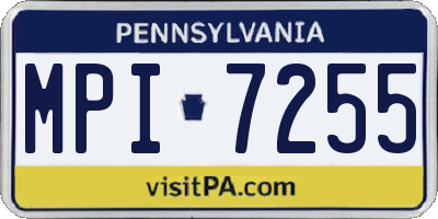 PA license plate MPI7255