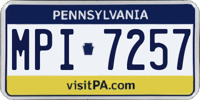 PA license plate MPI7257