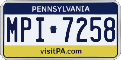 PA license plate MPI7258