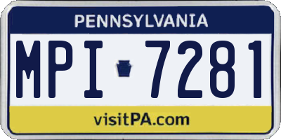 PA license plate MPI7281