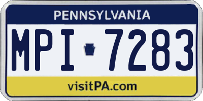 PA license plate MPI7283
