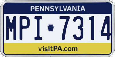 PA license plate MPI7314