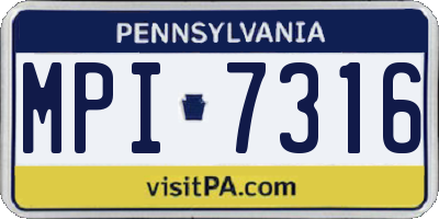 PA license plate MPI7316