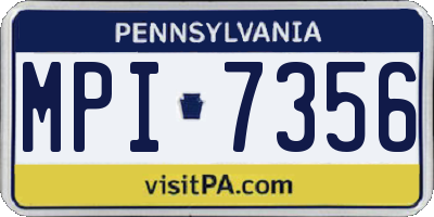 PA license plate MPI7356