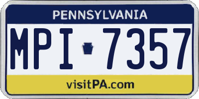 PA license plate MPI7357