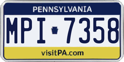 PA license plate MPI7358