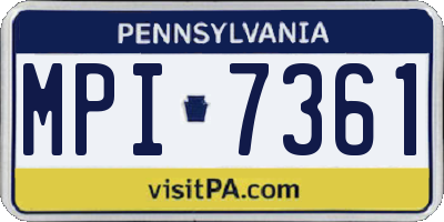 PA license plate MPI7361