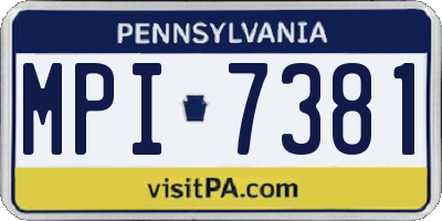 PA license plate MPI7381