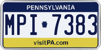 PA license plate MPI7383