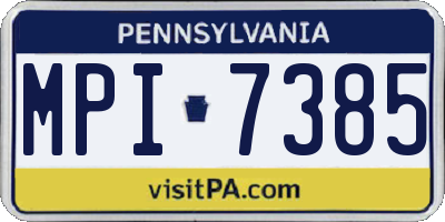PA license plate MPI7385