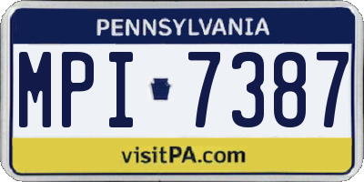 PA license plate MPI7387