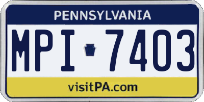 PA license plate MPI7403
