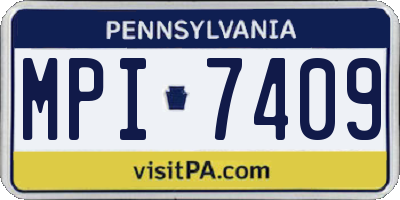 PA license plate MPI7409