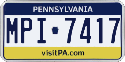 PA license plate MPI7417