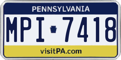 PA license plate MPI7418