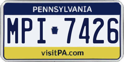 PA license plate MPI7426