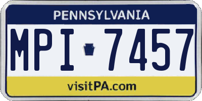 PA license plate MPI7457