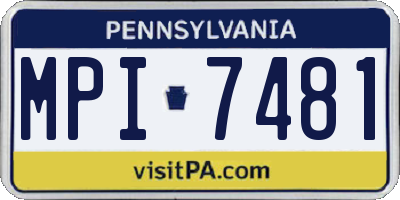 PA license plate MPI7481