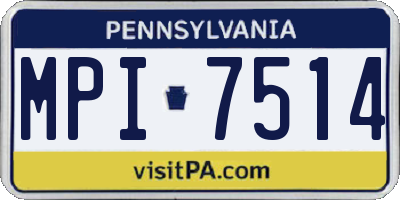 PA license plate MPI7514