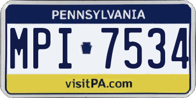 PA license plate MPI7534