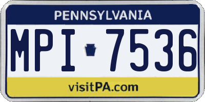 PA license plate MPI7536
