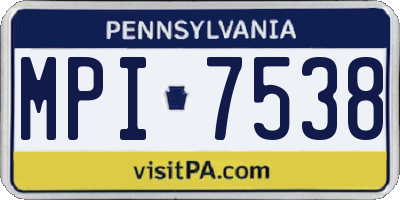 PA license plate MPI7538