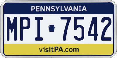PA license plate MPI7542