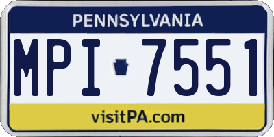 PA license plate MPI7551