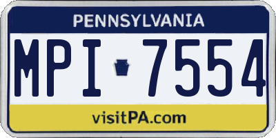 PA license plate MPI7554
