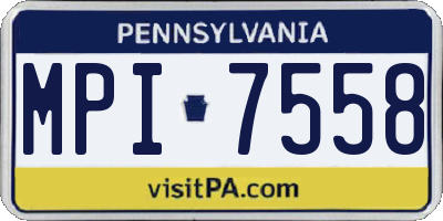 PA license plate MPI7558