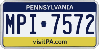 PA license plate MPI7572