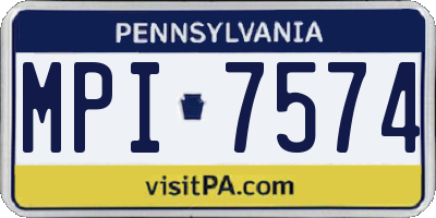 PA license plate MPI7574