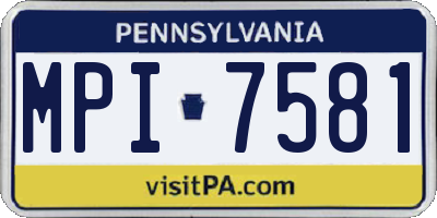 PA license plate MPI7581
