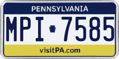 PA license plate MPI7585