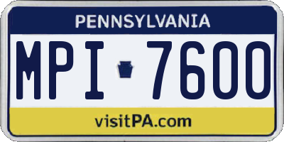 PA license plate MPI7600