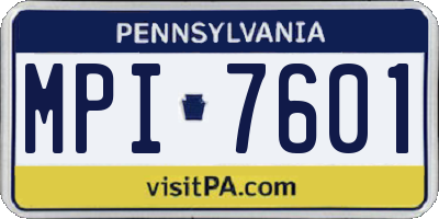 PA license plate MPI7601