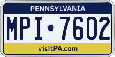 PA license plate MPI7602