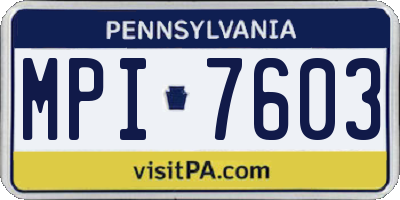 PA license plate MPI7603