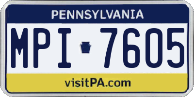 PA license plate MPI7605