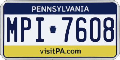PA license plate MPI7608