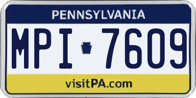 PA license plate MPI7609
