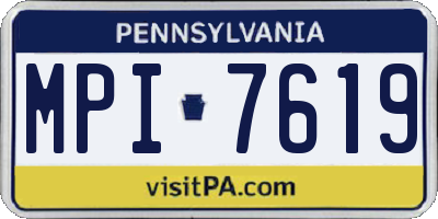 PA license plate MPI7619